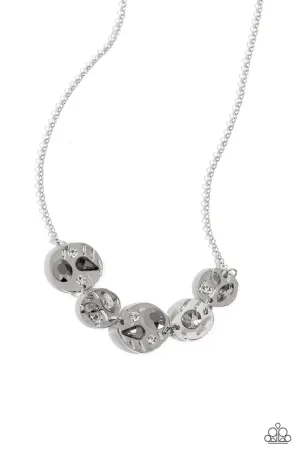 Handcrafted Honor - Silver - Hematite Gem Hammered Disc Paparazzi Short Necklace