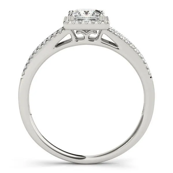 Harley Princess/Square Moissanite Split Shank Halo Engagement Ring