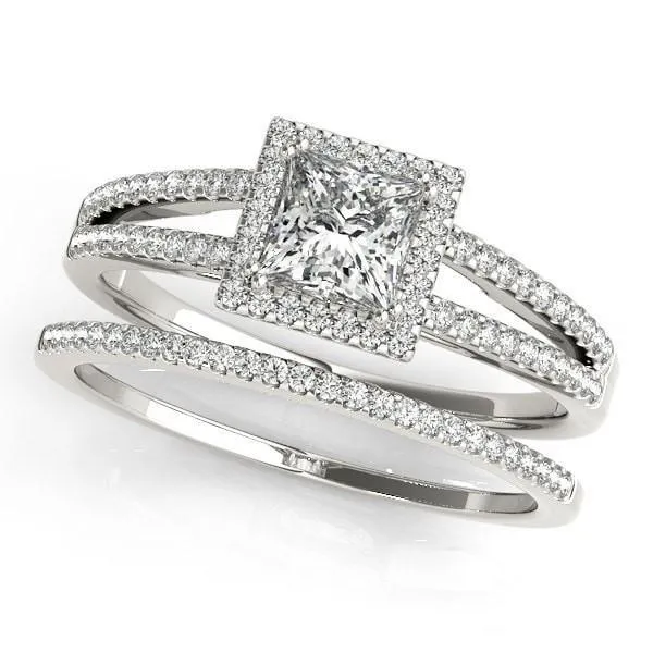 Harley Princess/Square Moissanite Split Shank Halo Engagement Ring
