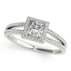 Harley Princess/Square Moissanite Split Shank Halo Engagement Ring