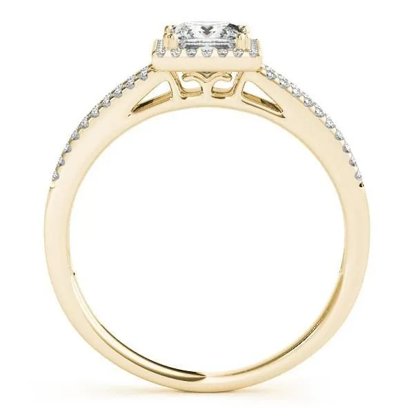 Harley Princess/Square Moissanite Split Shank Halo Engagement Ring