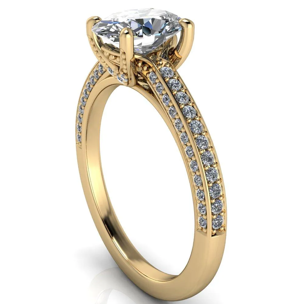 Harmon Oval Center Stone 4 Prong Diamond Shank Engagement Ring