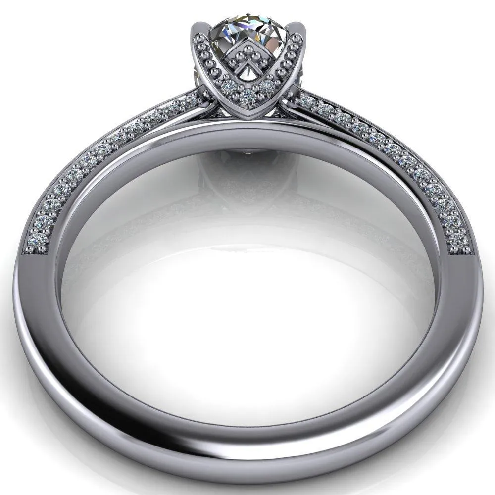 Harmon Oval Center Stone 4 Prong Diamond Shank Engagement Ring