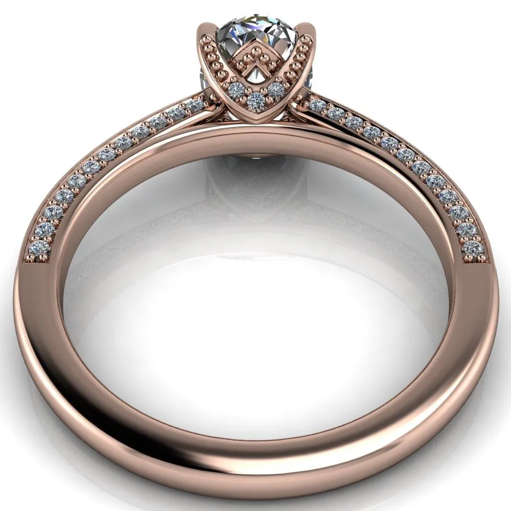 Harmon Oval Center Stone 4 Prong Diamond Shank Engagement Ring