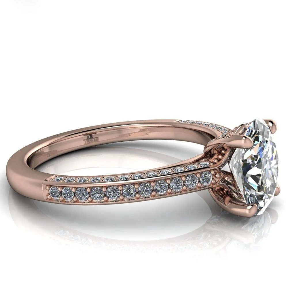 Harmon Oval Center Stone 4 Prong Diamond Shank Engagement Ring