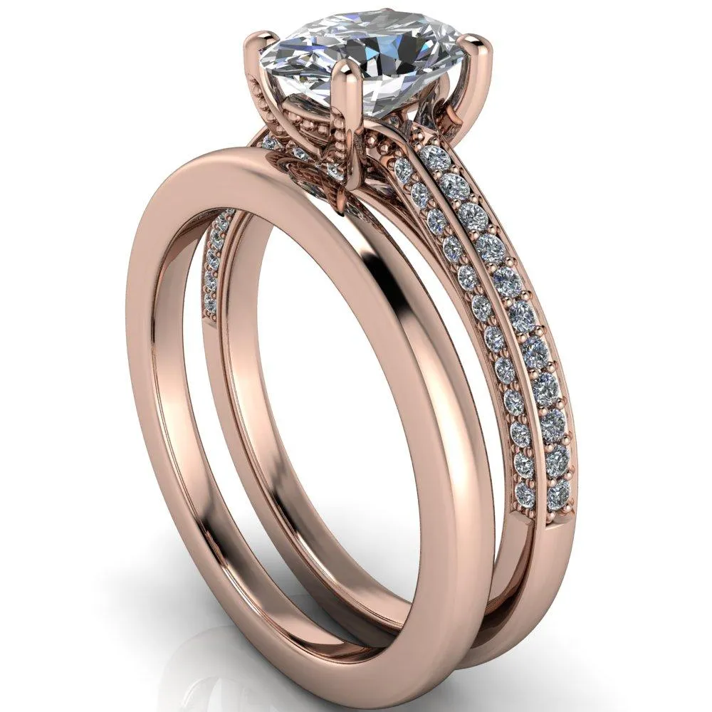 Harmon Oval Center Stone 4 Prong Diamond Shank Engagement Ring