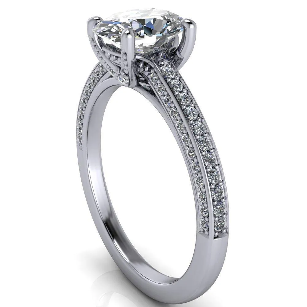 Harmon Oval Center Stone 4 Prong Diamond Shank Engagement Ring