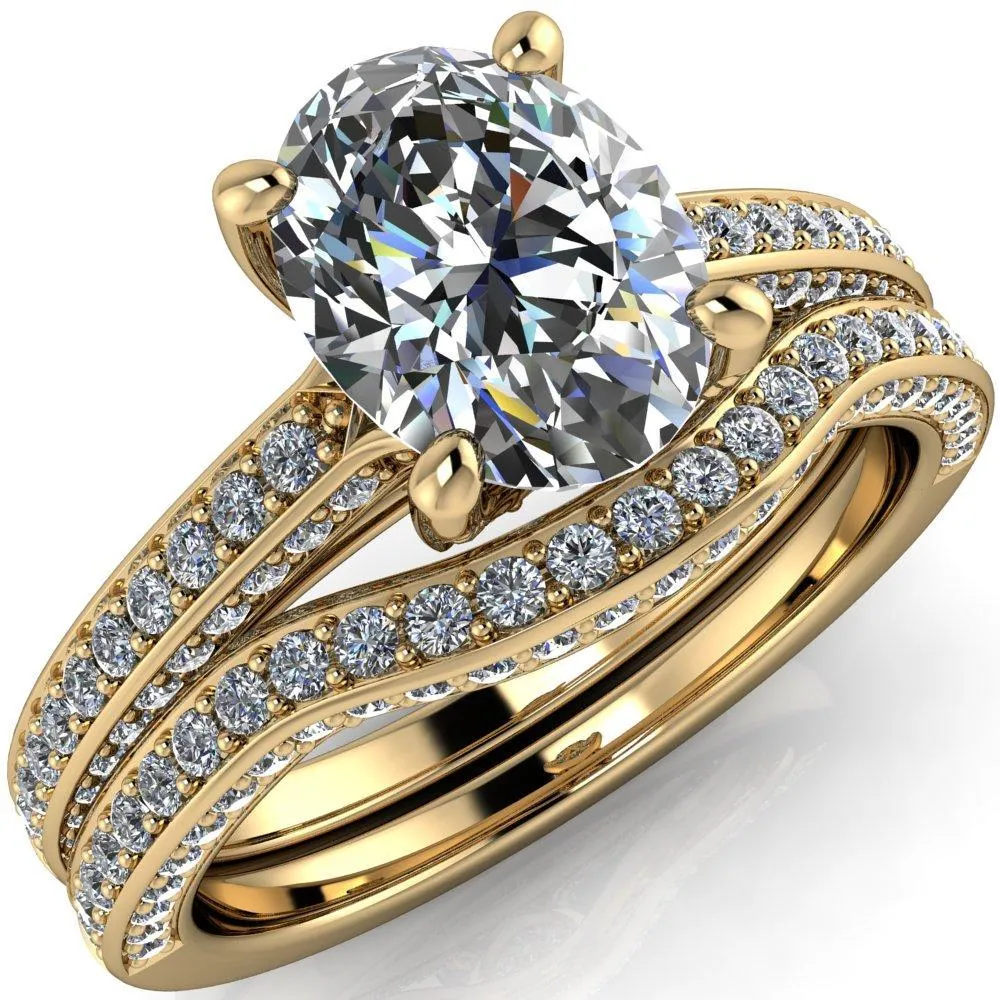 Harmon Oval Center Stone 4 Prong Diamond Shank Engagement Ring