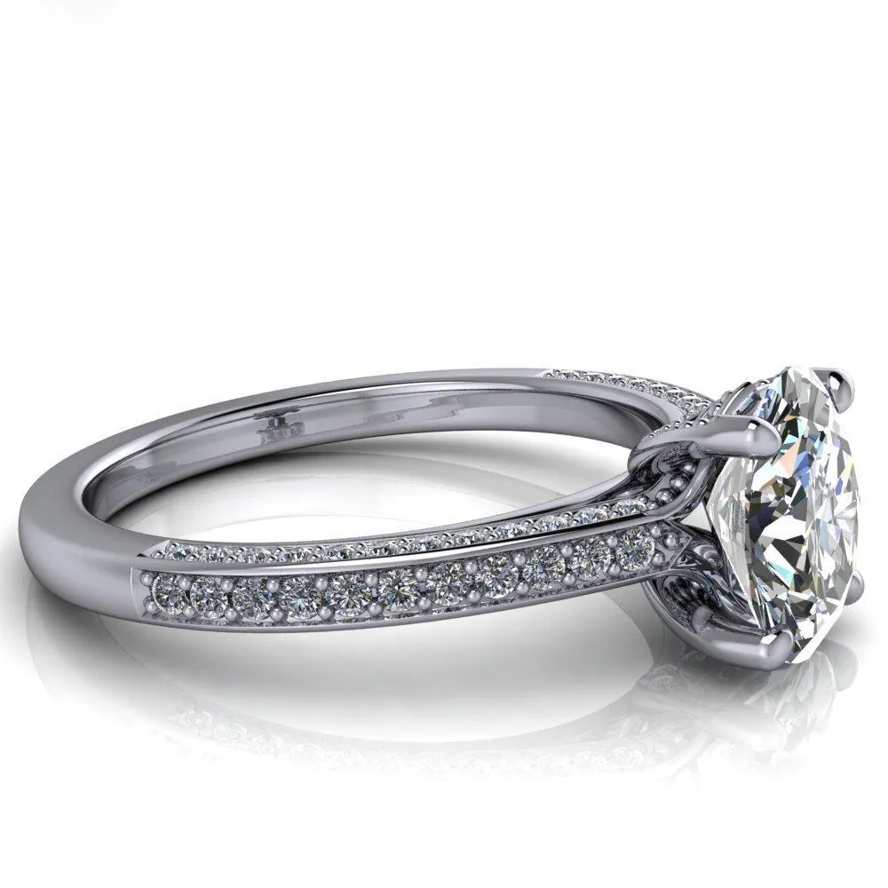 Harmon Oval Center Stone 4 Prong Diamond Shank Engagement Ring