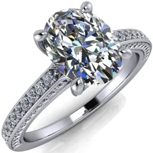 Harmon Oval Center Stone 4 Prong Diamond Shank Engagement Ring