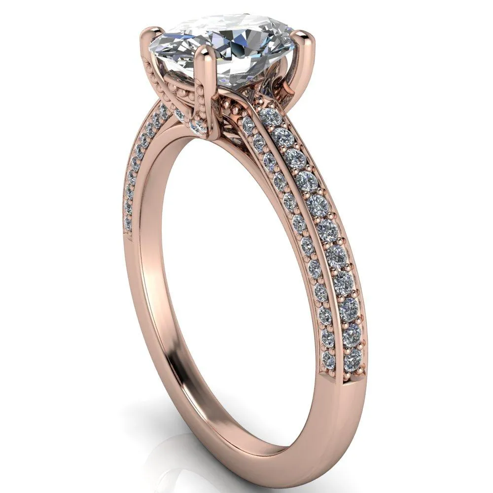 Harmon Oval Center Stone 4 Prong Diamond Shank Engagement Ring