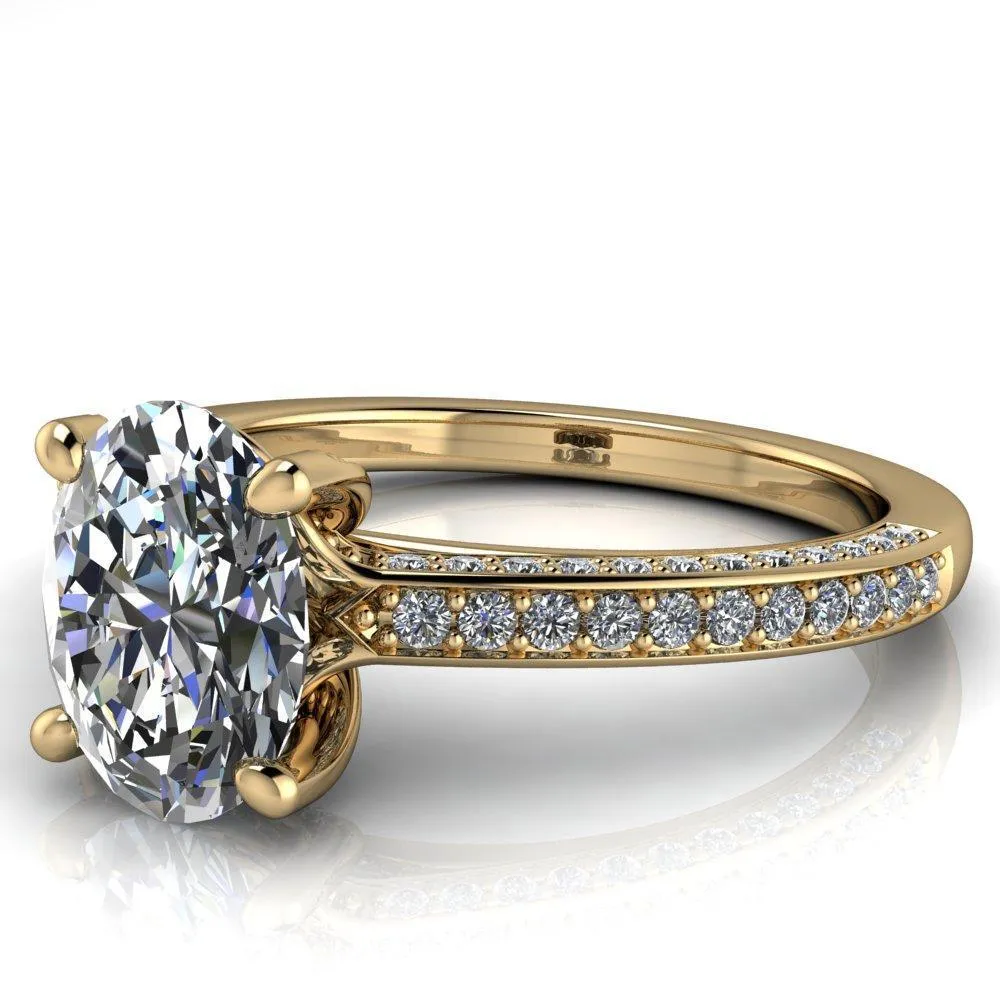 Harmon Oval Center Stone 4 Prong Diamond Shank Engagement Ring