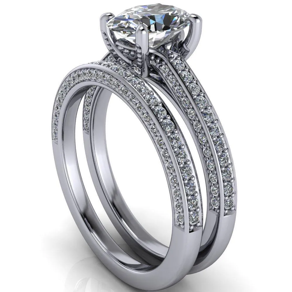 Harmon Oval Center Stone 4 Prong Diamond Shank Engagement Ring