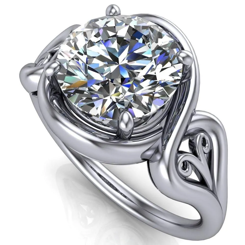 Harper Round Center Stone 4 Prong Design Split Shank Halo Ring