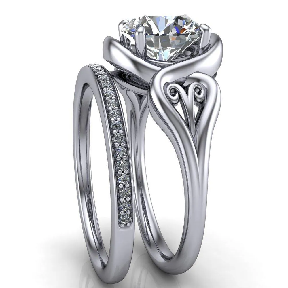 Harper Round Center Stone 4 Prong Design Split Shank Halo Ring