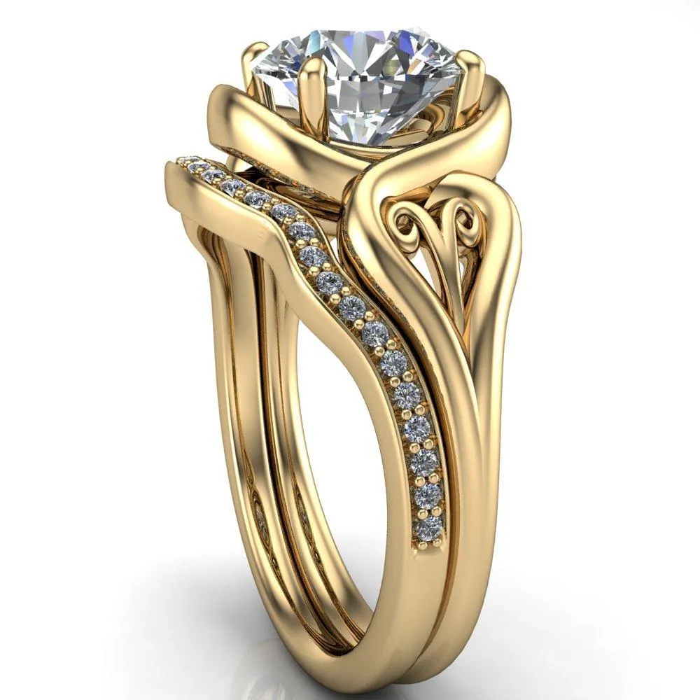 Harper Round Center Stone 4 Prong Design Split Shank Halo Ring