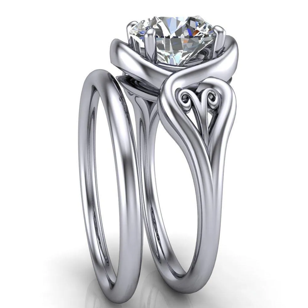Harper Round Center Stone 4 Prong Design Split Shank Halo Ring