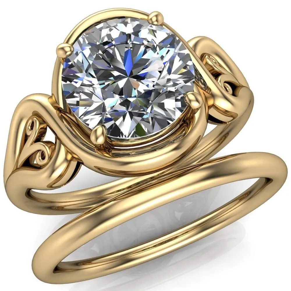 Harper Round Center Stone 4 Prong Design Split Shank Halo Ring