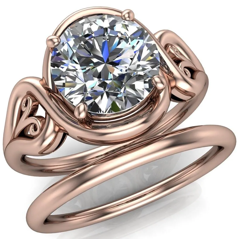 Harper Round Center Stone 4 Prong Design Split Shank Halo Ring