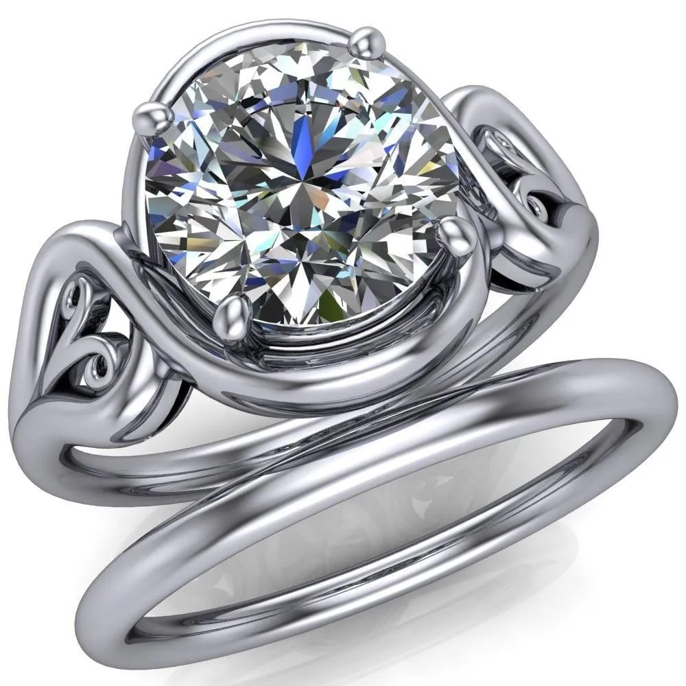 Harper Round Center Stone 4 Prong Design Split Shank Halo Ring