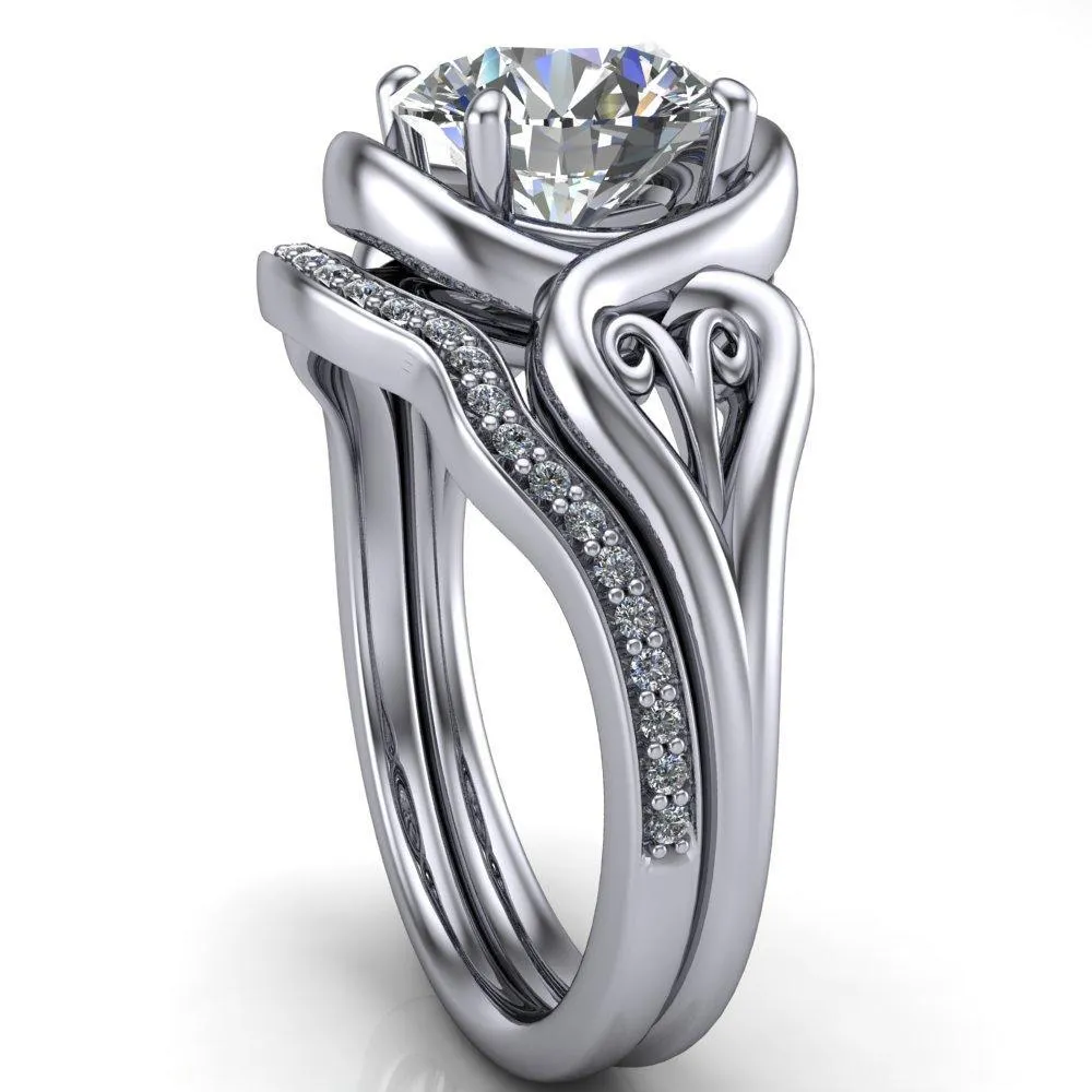 Harper Round Center Stone 4 Prong Design Split Shank Halo Ring