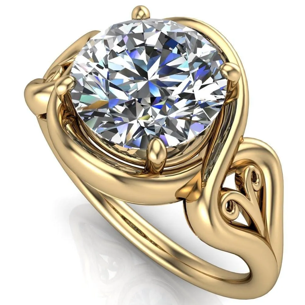 Harper Round Center Stone 4 Prong Design Split Shank Halo Ring