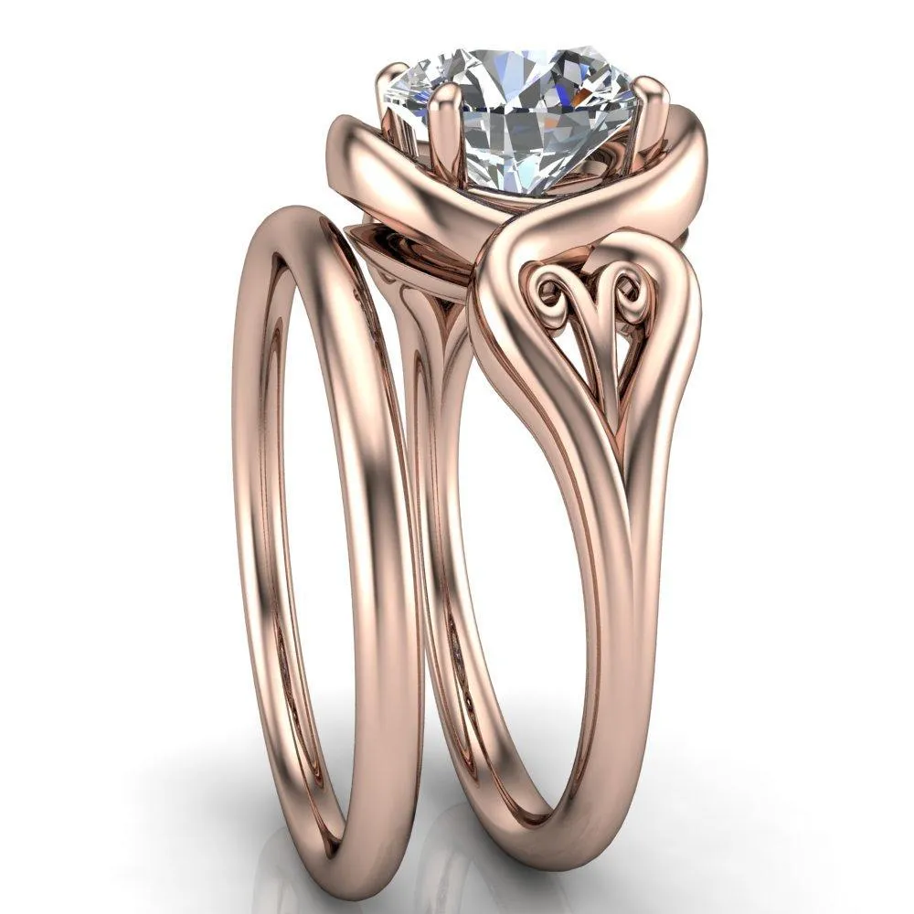 Harper Round Center Stone 4 Prong Design Split Shank Halo Ring