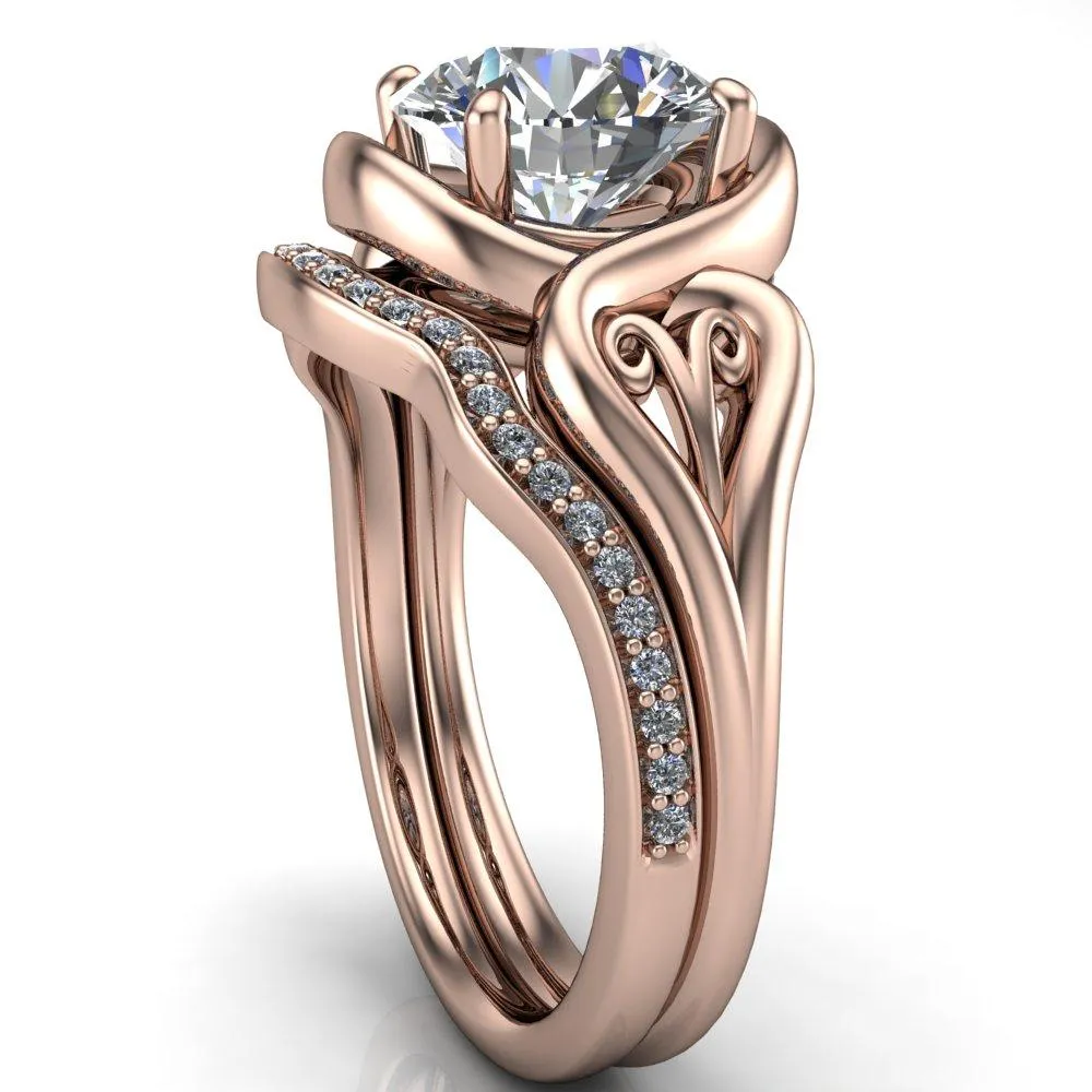 Harper Round Center Stone 4 Prong Design Split Shank Halo Ring
