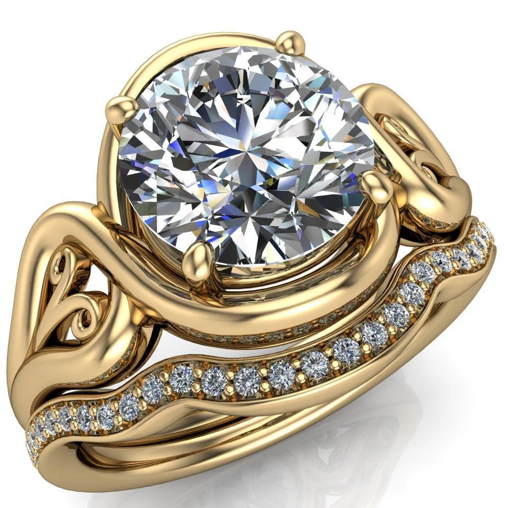 Harper Round Center Stone 4 Prong Design Split Shank Halo Ring