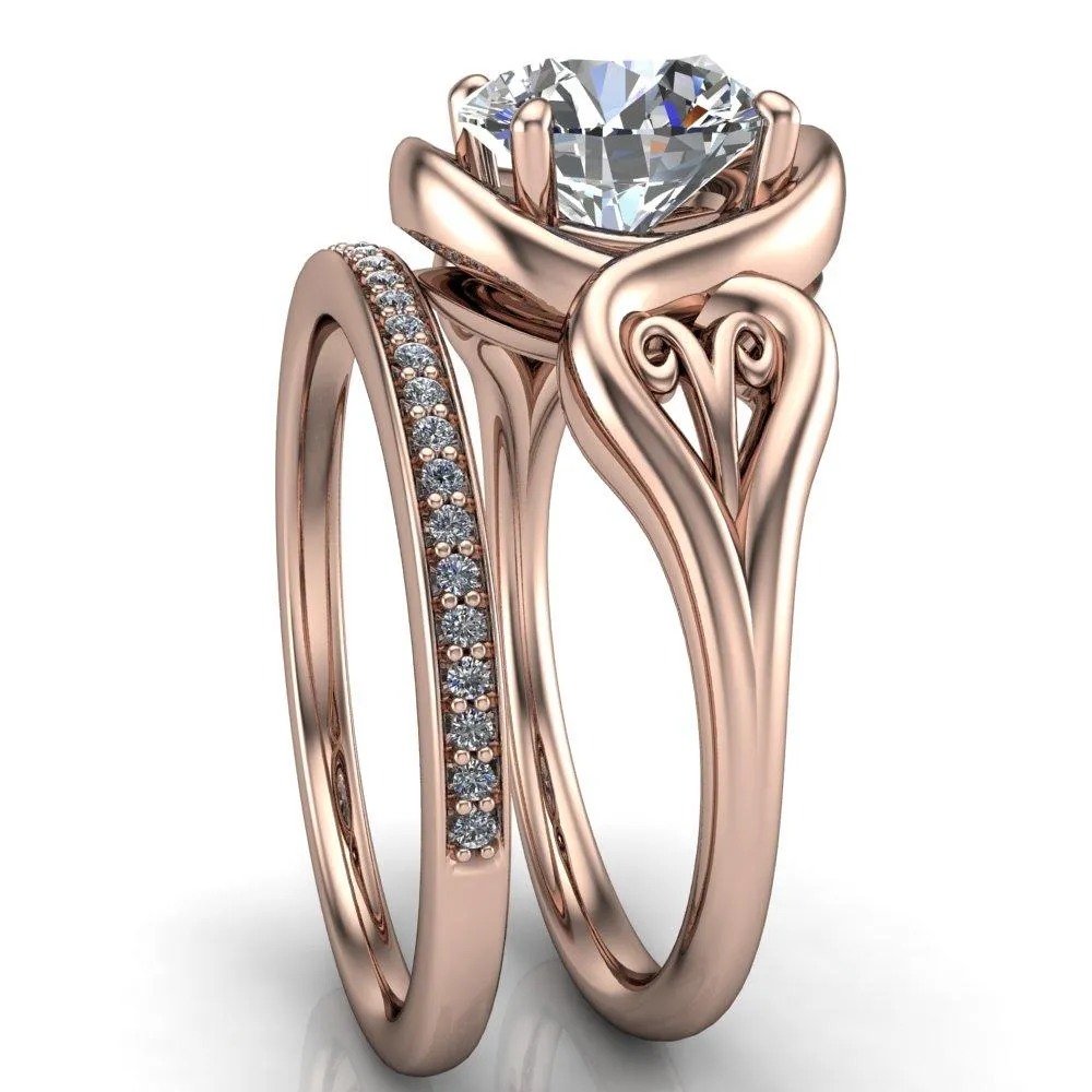 Harper Round Center Stone 4 Prong Design Split Shank Halo Ring