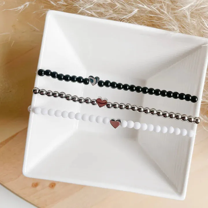 Heart Accent Beaded Bracelet