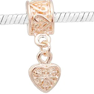 Heart Dangle Charm Charm European Bead Compatible for Most European Snake Chain Bracelet