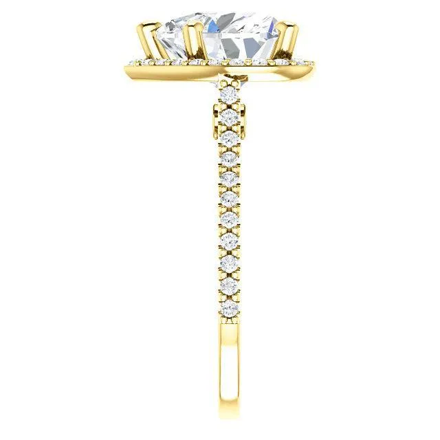 Heart Moissanite Diamond Accent Ice Halo Bezel Ring