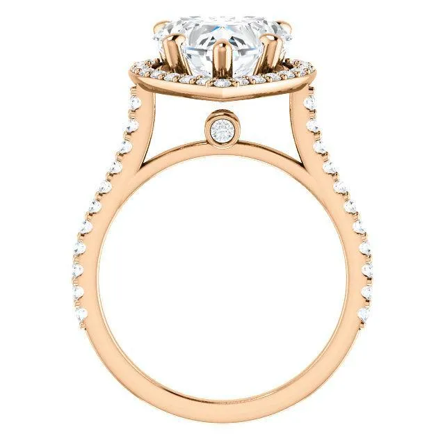 Heart Moissanite Diamond Accent Ice Halo Bezel Ring