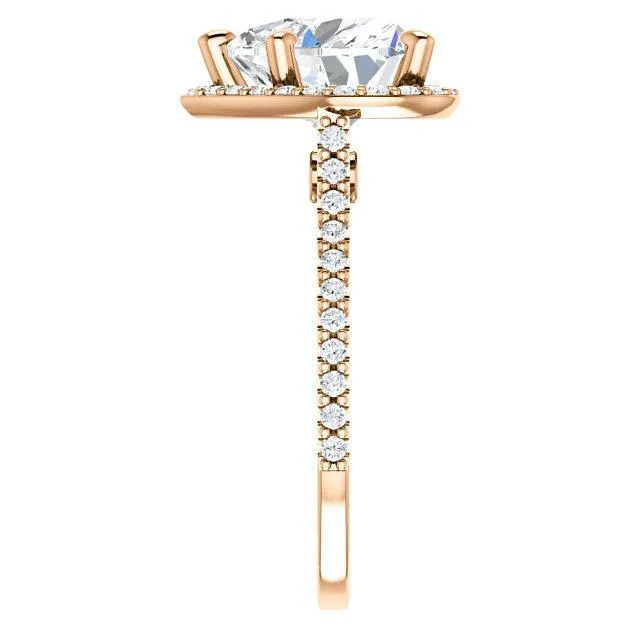 Heart Moissanite Diamond Accent Ice Halo Bezel Ring