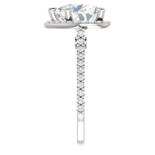 Heart Moissanite Diamond Accent Ice Halo Bezel Ring
