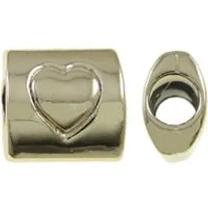 Heart on Barrel Charm Bead Gold Tone for Snake Chain Charm Bracelet