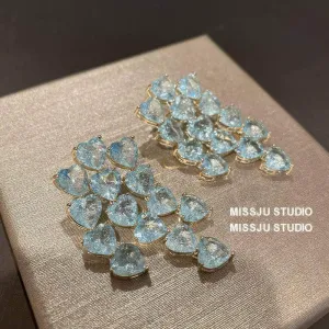 Heart-Shaped Chandelier Dangle Statement Earrings