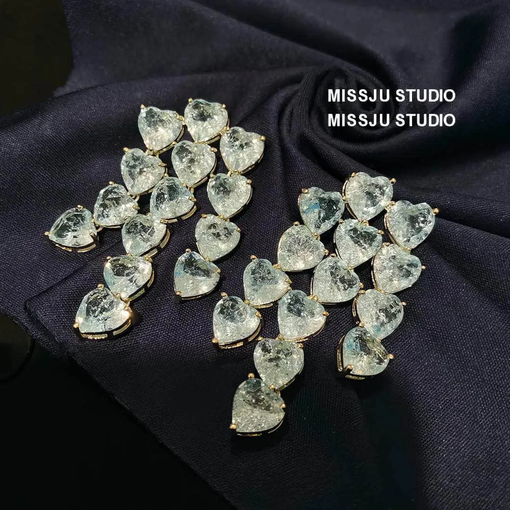 Heart-Shaped Chandelier Dangle Statement Earrings