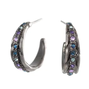 HEMATITE CRYSTAL STUD  EARRINGS #272BL3201 (7C2/7C5)