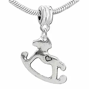 Hobby Rocking Horse Dangle Charm European Bead Compatible for Most European Snake Chain Bracelet