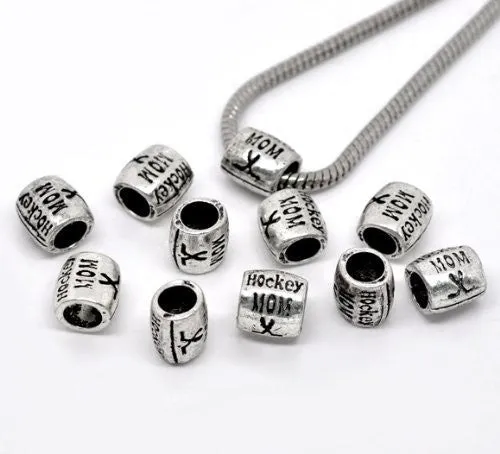 Hockey Mom European Bead Compatible for Most European Snake Chain Bracelet