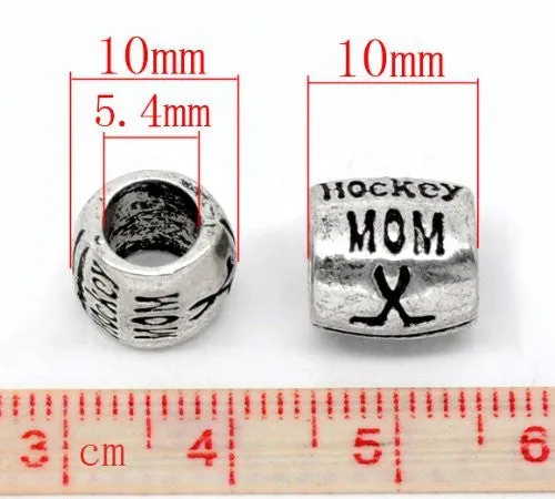 Hockey Mom European Bead Compatible for Most European Snake Chain Bracelet