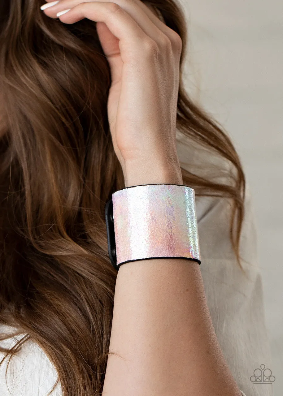 Holographic Jungle - Multi - Rainbow Iridescent Leather Paparazzi Snap Wrap Bracelet