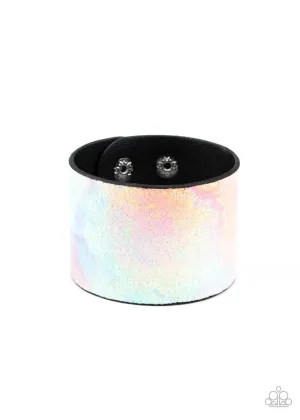 Holographic Jungle - Multi - Rainbow Iridescent Leather Paparazzi Snap Wrap Bracelet