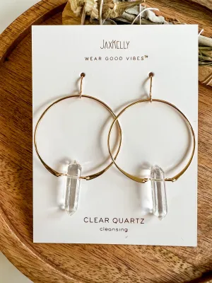 HOOP EARRINGS 18K - CLEAR QUARTZ