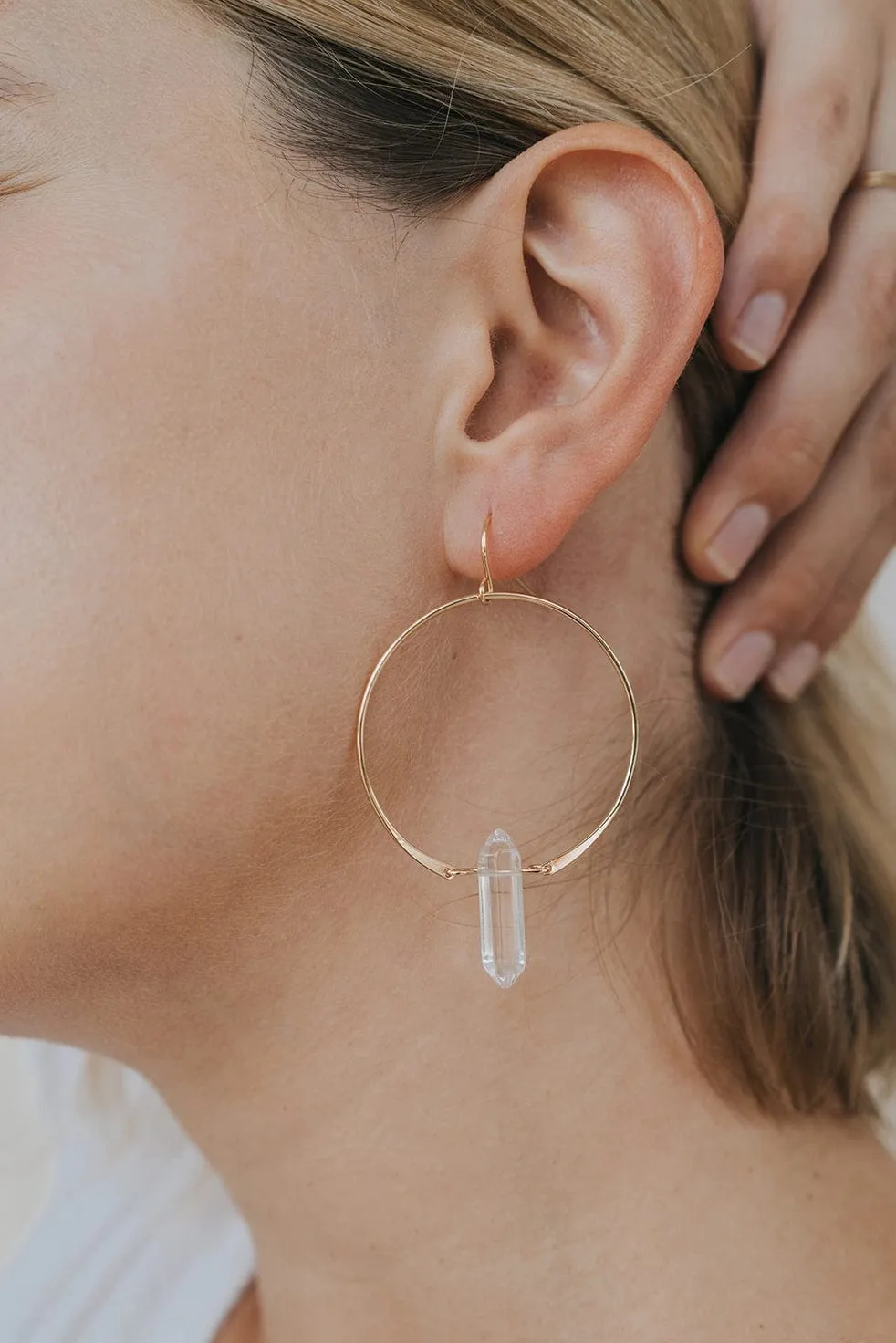 HOOP EARRINGS 18K - CLEAR QUARTZ