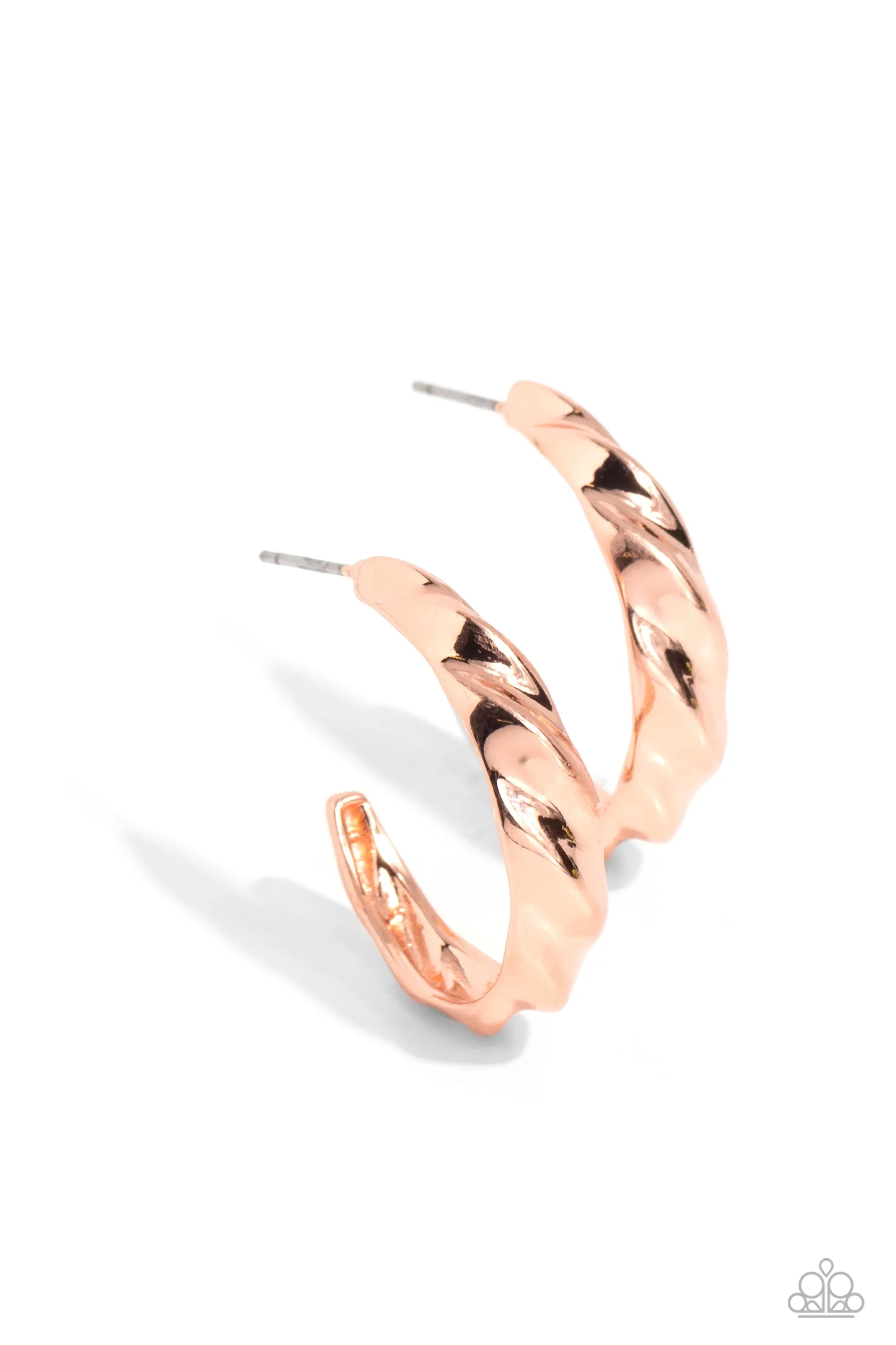 HOOP it Up - Copper - Twisted Texture Paparazzi Hoop Earrings