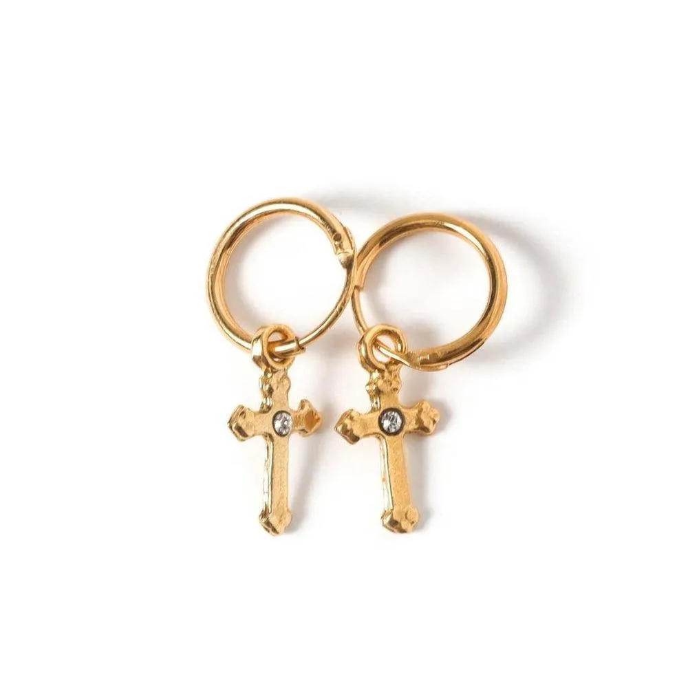 Hoop Lovers Cross Earrings