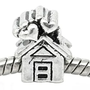 House With Love Heart Bead Spacer For Snake Chain Charm Bracelet